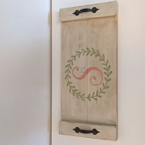 Wood Tray Natural  S Monogram Cottagecore Cabin Farmhouse Serving Decor Handles